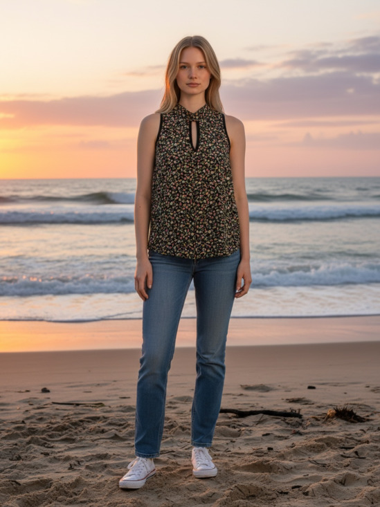 Loft Tops - Loft Sleeveless Keyhole Neck Blouse